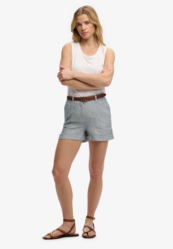 Mid Rise Linen Shorts
