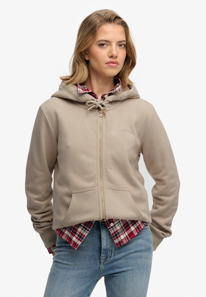 Essential Logo Zip Hoodie Half Brushed