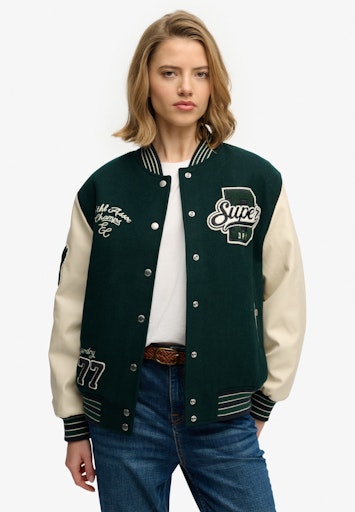 Patched Varsity Bomber Jacket