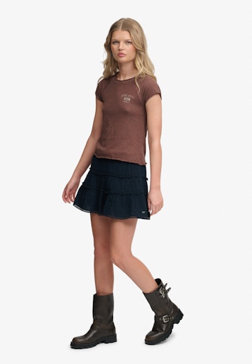 Cheesecloth Tiered Mini Skirt