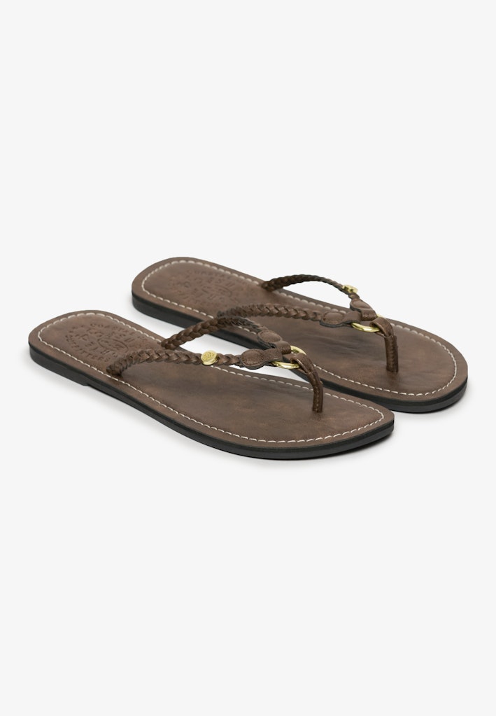 Faux Leather Braided Flip Flops