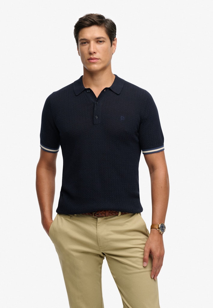 Knitted Texture Short Sleeve Polo Shirt